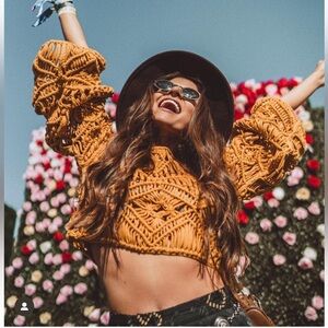 TULAROSA Jamie Macrame Crochet Women's Top in Butternut